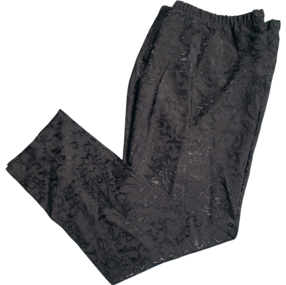 Karen Kane USA Slim Leg Ankle Pant 14 Jacquard MCM Sty Retro Flat Front Cocktail